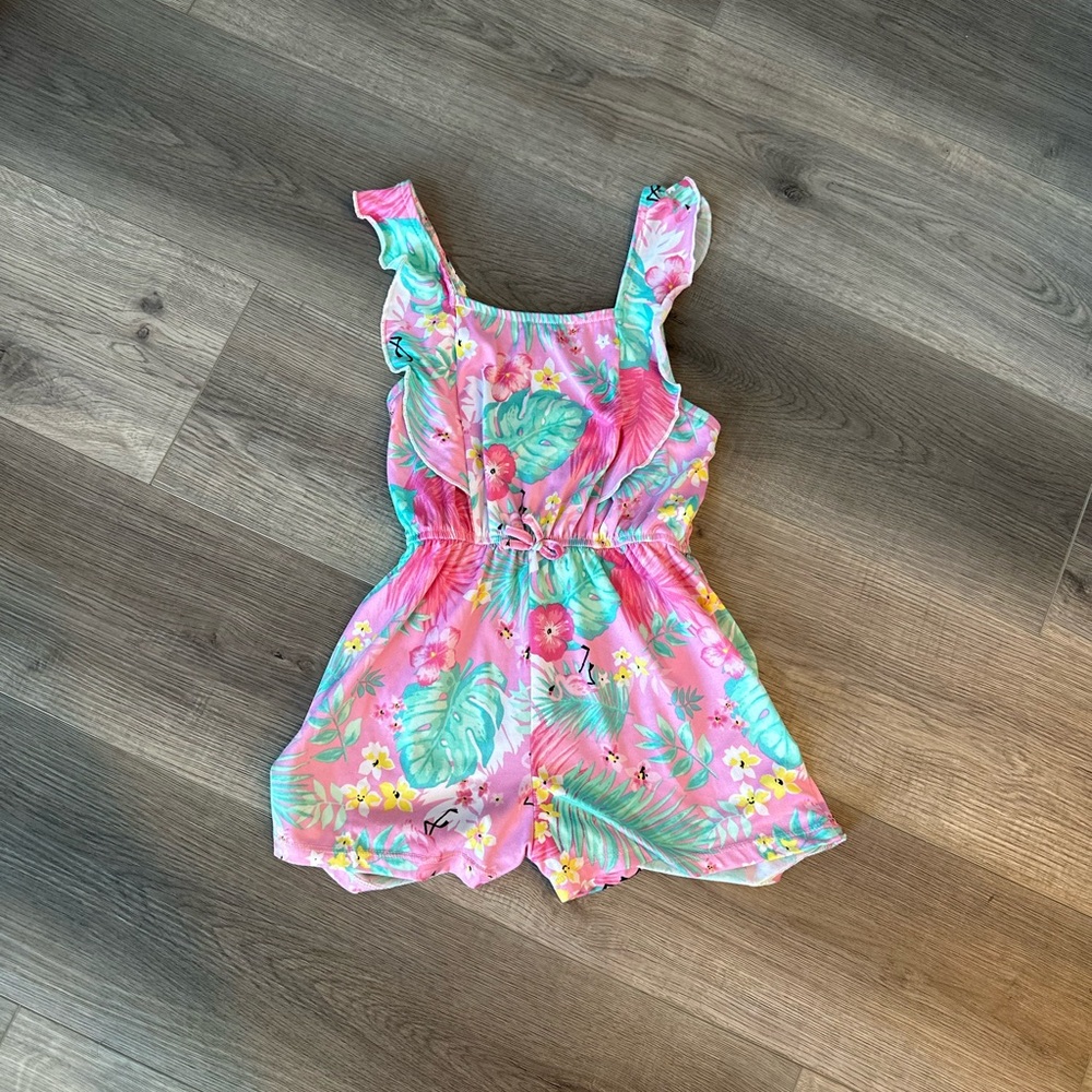 3/20$ Tropical Pink Kids Girl Romper size 6x